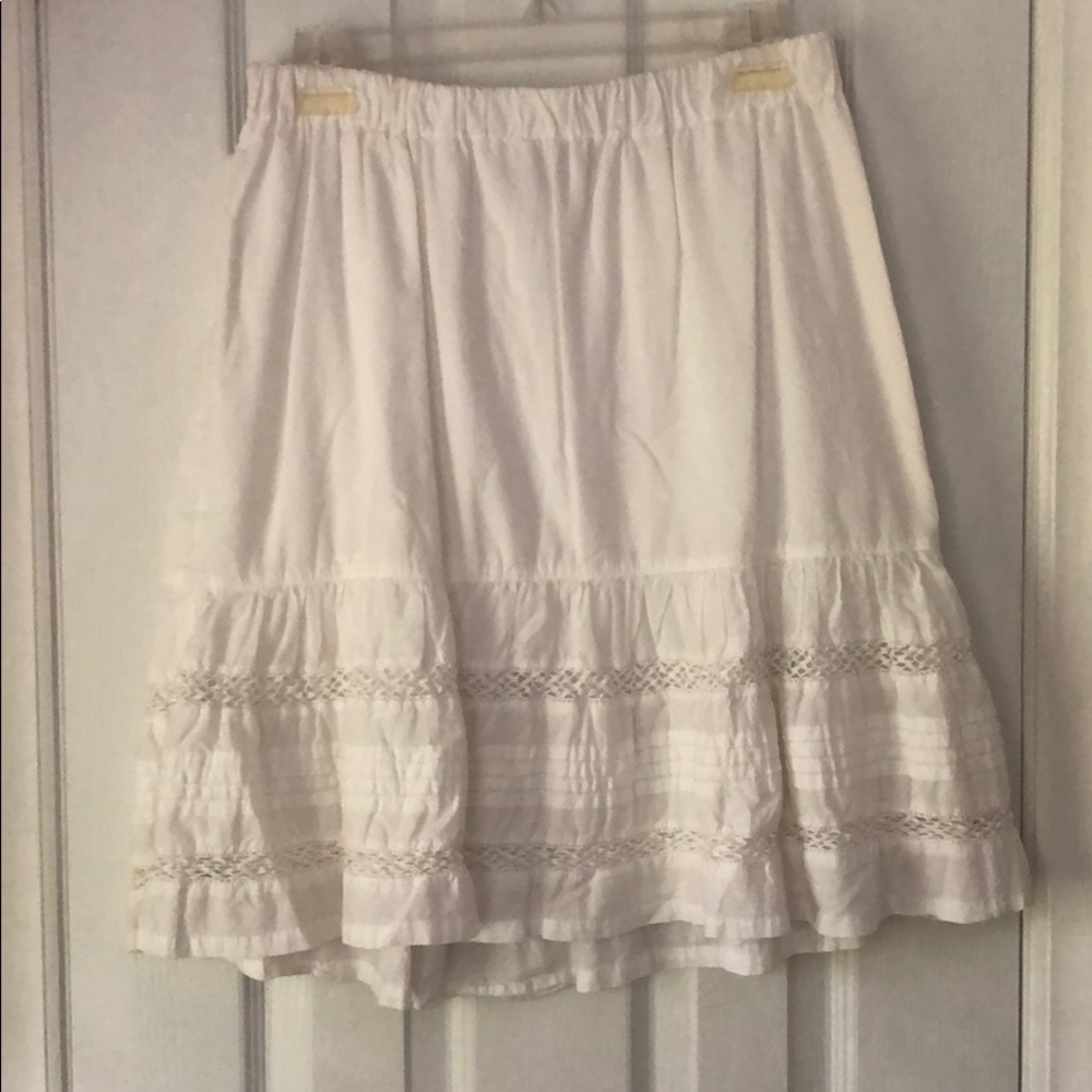 White Cotton Lace Flowy Skirt XS